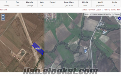 Tekirdağ Saray Ayazpaşa da satılık tarla 301 Mt.
