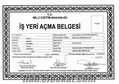 Kiralık Kantin İşyeri Açma Belgesi