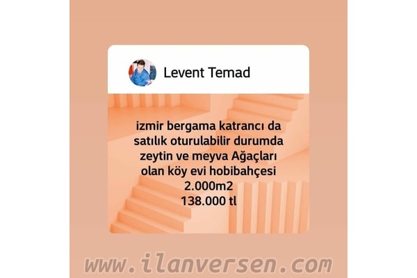 izmir dikili kabakum polyak arakası satılık taş evlerin yanı deniz arsa 330 m2.