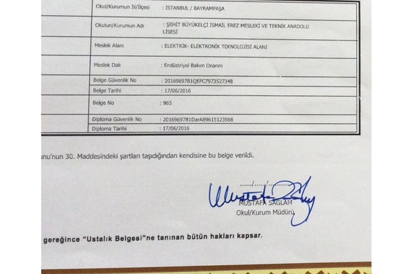 Elektrik elektronik işyeri açma belgesi