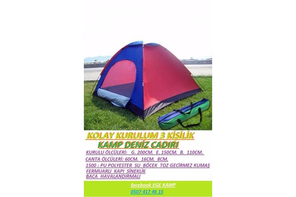 En ucuz çadır 3 kişilik kamp deniz için 80 Tl