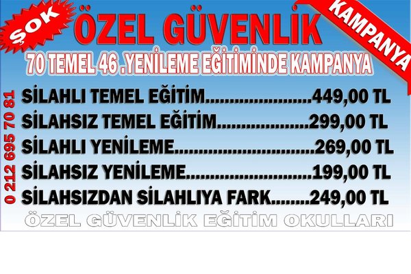 EN UYGUN EN UCUZ ÖZEL GÜVENLİK EĞİTİMİ