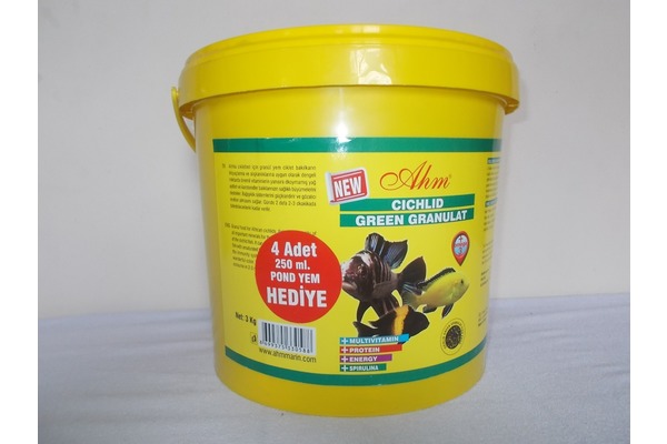 Satılık ahm marin cichlid green granulat 3 kg hediyeli