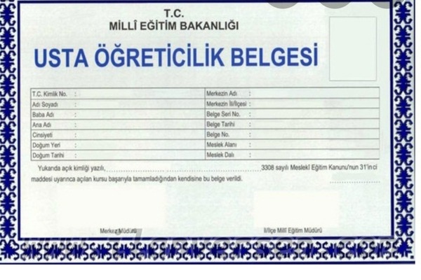 Bayan kuaförü usta usta öğretici belgesi