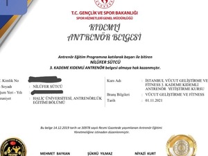  TVGFBF 3.Kademe FİTNESS antrenörlük belgesi