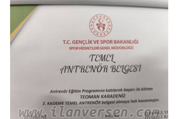 Kiralık  2. Kademe Fitness Sertifikası